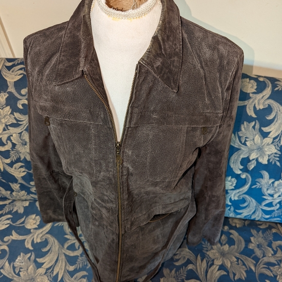 Jamie Nicole Collection Chocolate Suede Utility Jacket - Picture 2 of 4